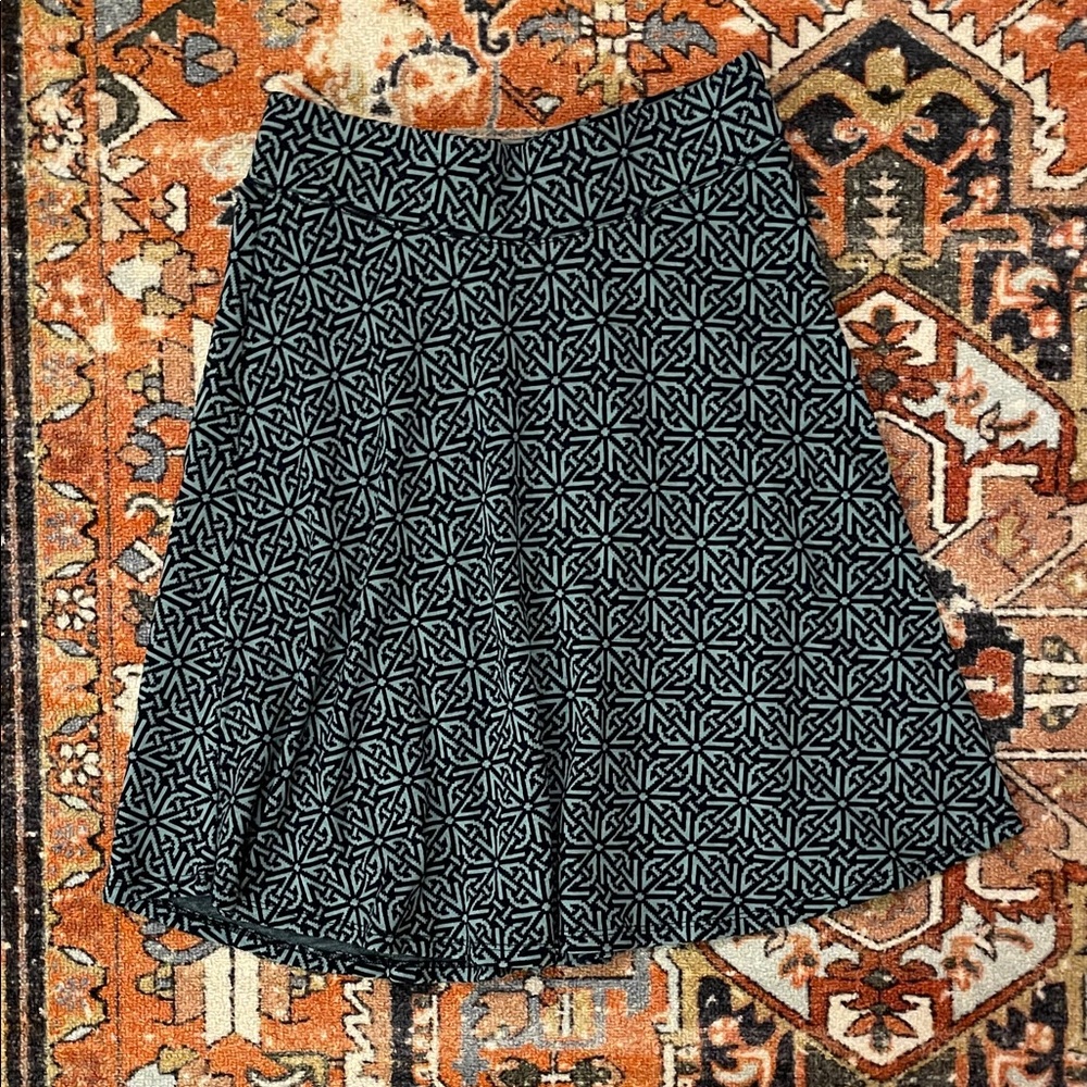 Ibex Wool Blue Pattern Skirt | Women’s Size S
